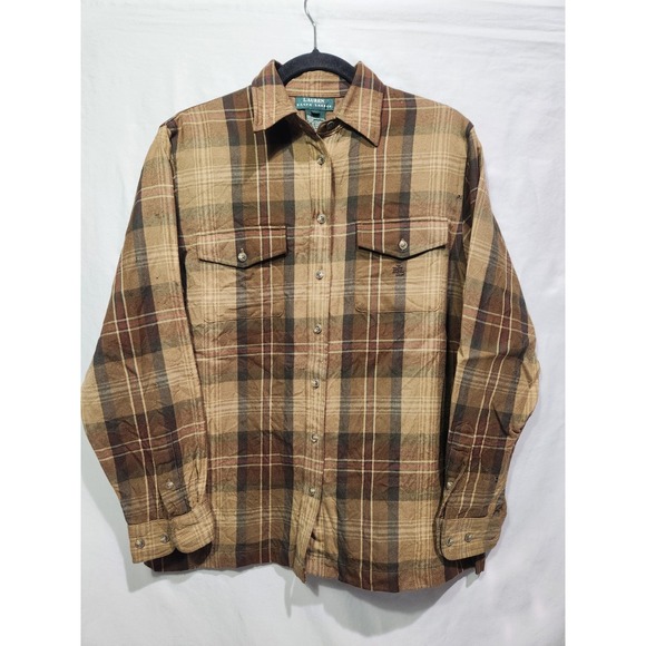 Lauren Ralph Lauren Tops - VTG Lauren Ralph Lauren Polo Brown Plaid Worsted Wool Flannel Button Down Medium
